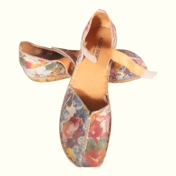 Josef Seibel Women's Floral Velcro Ankle Strap Rosalie 42 Handstitch EU 41 - Picture 8 of 9